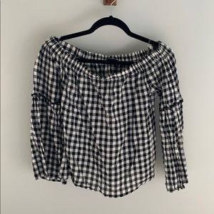 Gingham Off-the-Shoulder Top